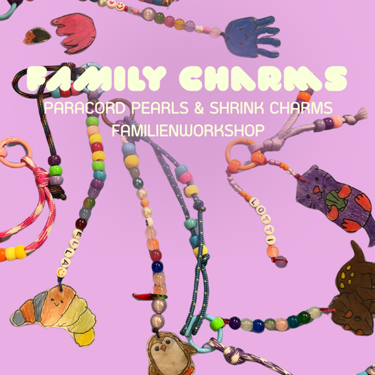 Bilder von schlüsselanhängern und Mini Anhängern von Kindern selbst gemacht beim Workshop in M+ünchen